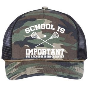 School Is Important But Lacrosse Is Importanter Retro Rope Trucker Hat Cap