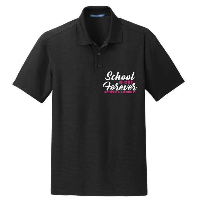 School Is Out Forever Retired Dry Zone Grid Polo