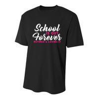 School Is Out Forever Retired Youth Performance Sprint T-Shirt