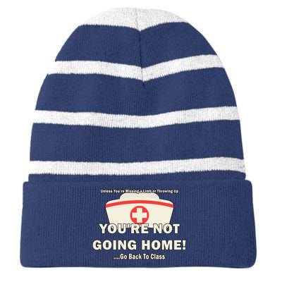 School Nurse Go Back To Class Striped Beanie with Solid Band