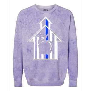 School Police Blue Thin Line Colorblast Crewneck Sweatshirt