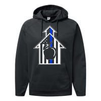 School Police Blue Thin Line Performance Fleece Hoodie