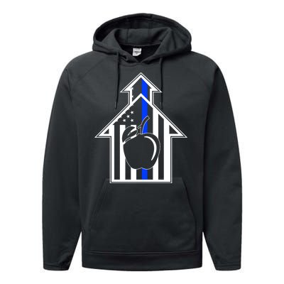 School Police Blue Thin Line Performance Fleece Hoodie