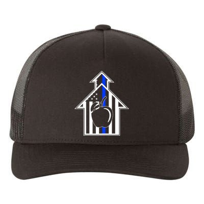 School Police Blue Thin Line Yupoong Adult 5-Panel Trucker Hat