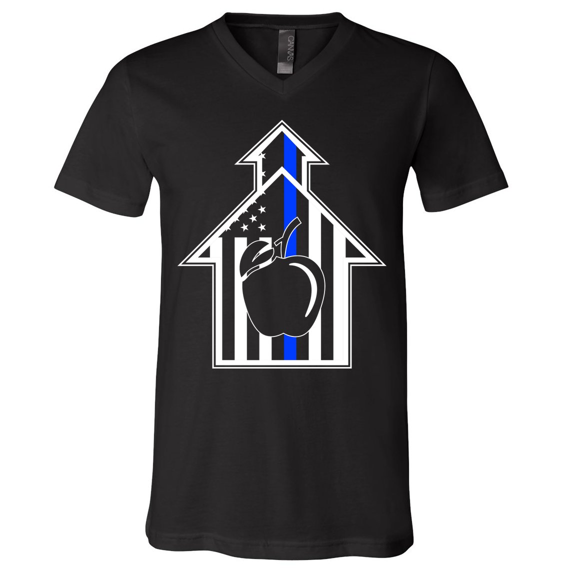 School Police Blue Thin Line V-Neck T-Shirt