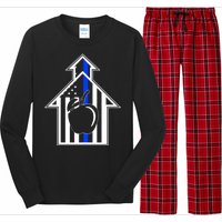 School Police Blue Thin Line Long Sleeve Pajama Set