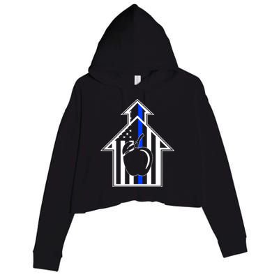 School Police Blue Thin Line Crop Fleece Hoodie