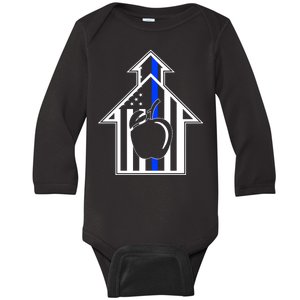 School Police Blue Thin Line Baby Long Sleeve Bodysuit