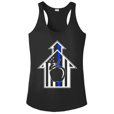 School Police Blue Thin Line Ladies PosiCharge Competitor Racerback Tank