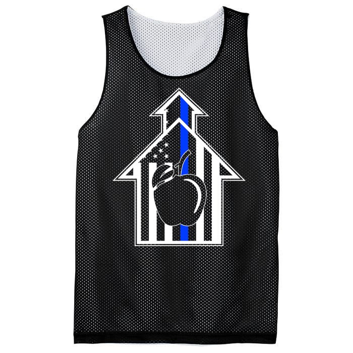 School Police Blue Thin Line Mesh Reversible Basketball Jersey Tank