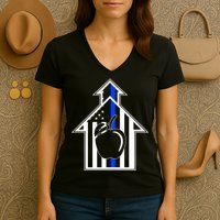 School Police Blue Thin Line Women's V-Neck T-Shirt