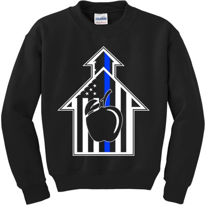 School Police Blue Thin Line Kids Sweatshirt