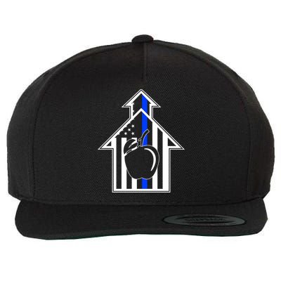 School Police Blue Thin Line Wool Snapback Cap