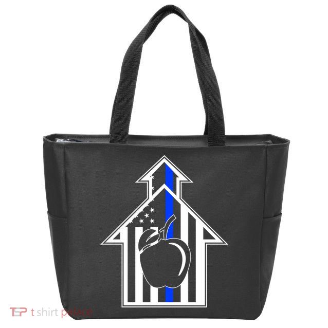 School Police Blue Thin Line Zip Tote Bag