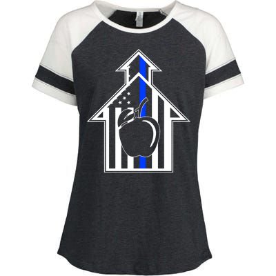 School Police Blue Thin Line Enza Ladies Jersey Colorblock Tee