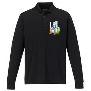 School Science Beakers Performance Long Sleeve Polo