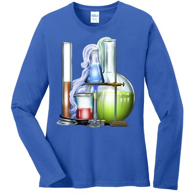 School Science Beakers Ladies Long Sleeve Shirt