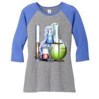 School Science Beakers Women's Tri-Blend 3/4-Sleeve Raglan Shirt