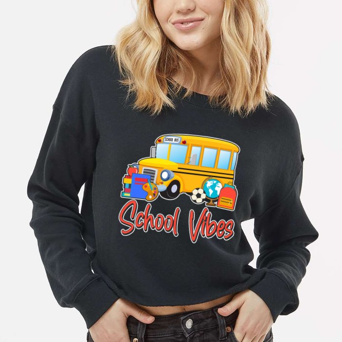 School Vibes Back to School Cropped Pullover Crew