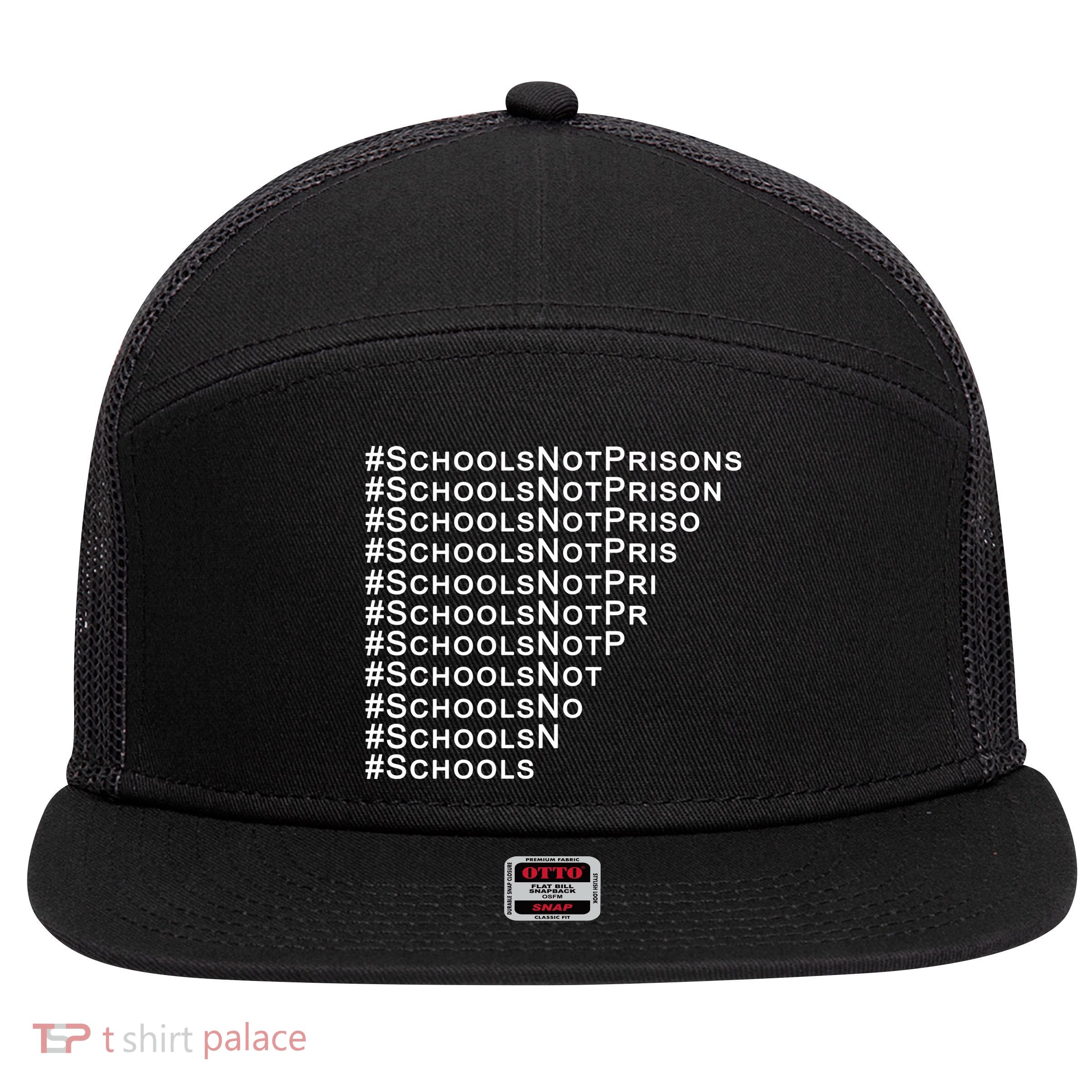Schools Not Prisons 7 Panel Mesh Trucker Snapback Hat