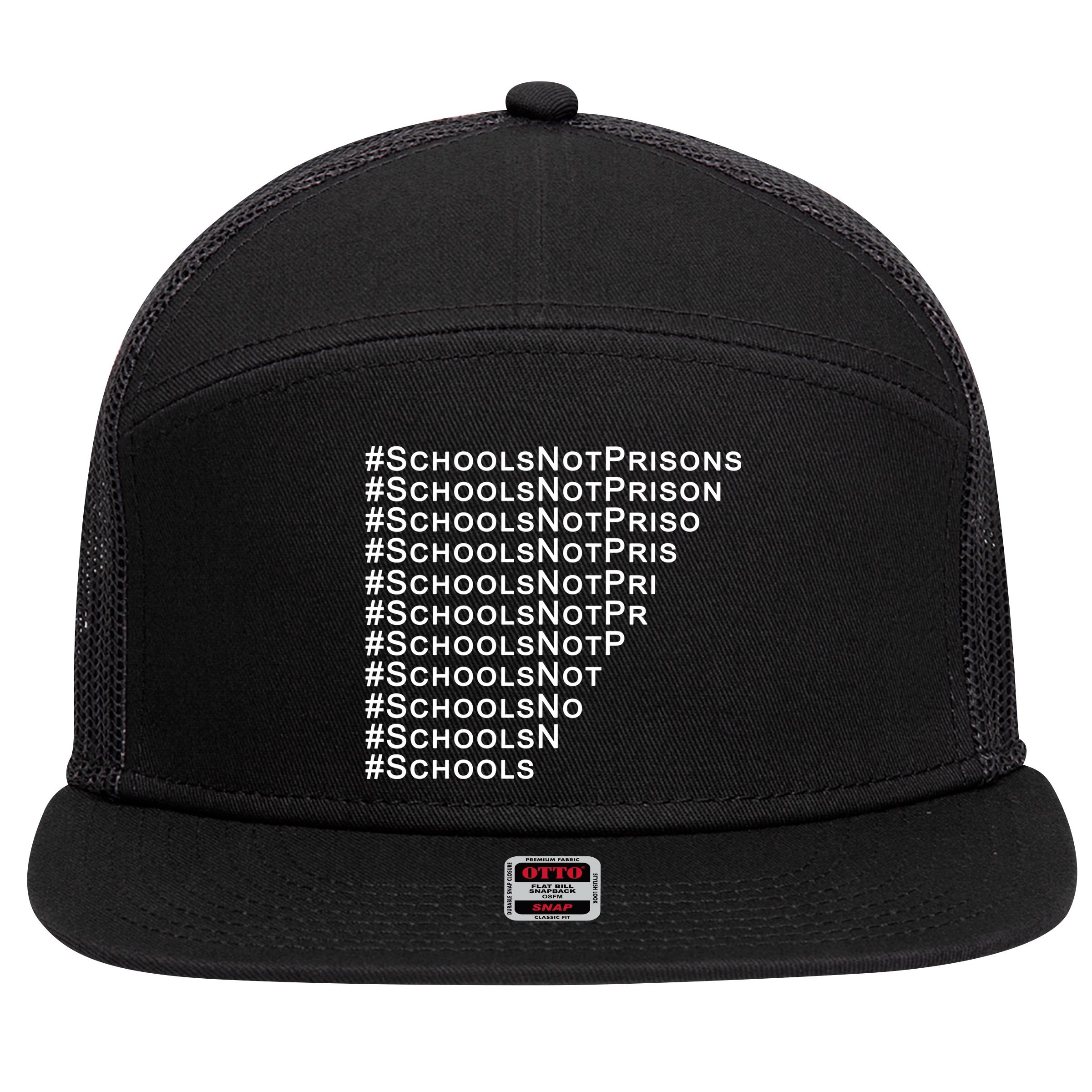 Schools Not Prisons 7 Panel Mesh Trucker Snapback Hat