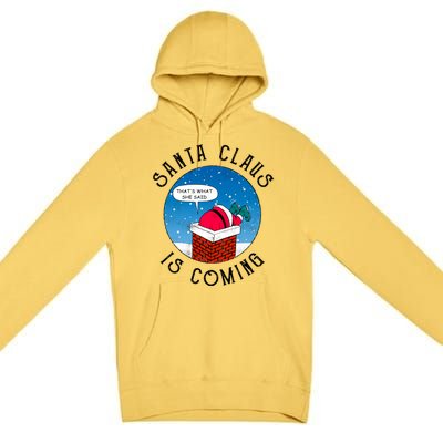 Santa Claus Is Coming ThatS What She Said Funny Christmas Gift Premium Pullover Hoodie