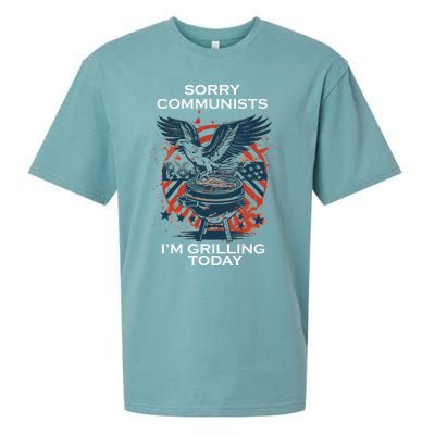 Sorry Communists Im Grilling Today Funny 4th Of July Sueded Cloud Jersey T-Shirt