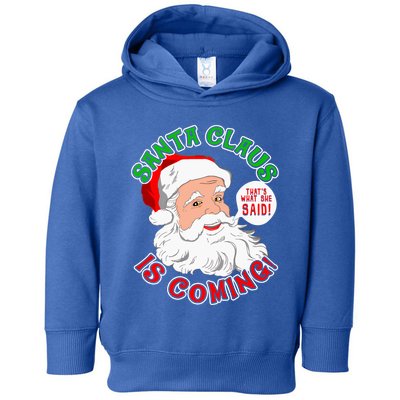 Santa Claus Is Coming ThatS What She Said Gift Toddler Hoodie