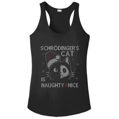 Schrödinger's Cat Is Naughty And Nice Physicist Christmas  Ladies PosiCharge Competitor Racerback Tank