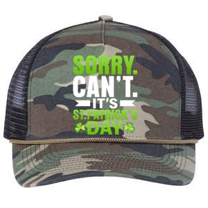 Sorry Cant Its St Patricks Day Retro Rope Trucker Hat Cap