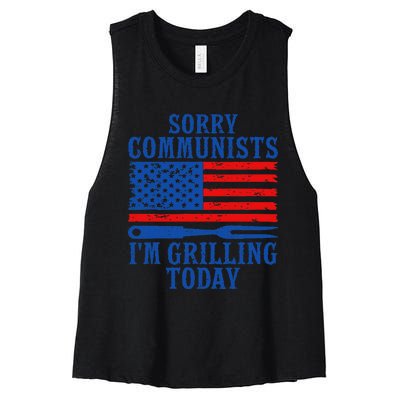 Sorry Communists IM Grilling Today Women's Racerback Cropped Tank