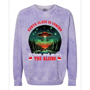 Santa Claus Is Coming To Town And So Are The Aliens Gift Colorblast Crewneck Sweatshirt