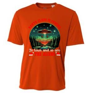 Santa Claus Is Coming To Town And So Are The Aliens Gift Cooling Performance Crew T-Shirt