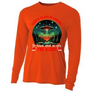 Santa Claus Is Coming To Town And So Are The Aliens Gift Cooling Performance Long Sleeve Crew