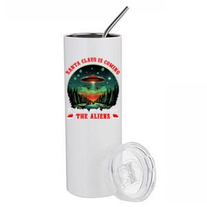 Santa Claus Is Coming To Town And So Are The Aliens Gift Stainless Steel Tumbler