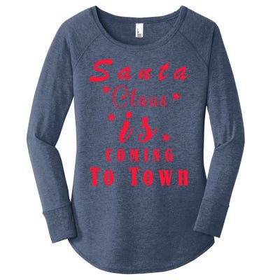 Santa Claus Is Coming To Town Christmas Celebration Gift Women's Perfect Tri Tunic Long Sleeve Shirt