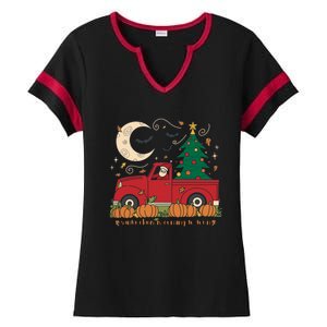 Santa Claus Is Coming To Town Christmas Meaningful Gift Ladies Halftime Notch Neck Tee