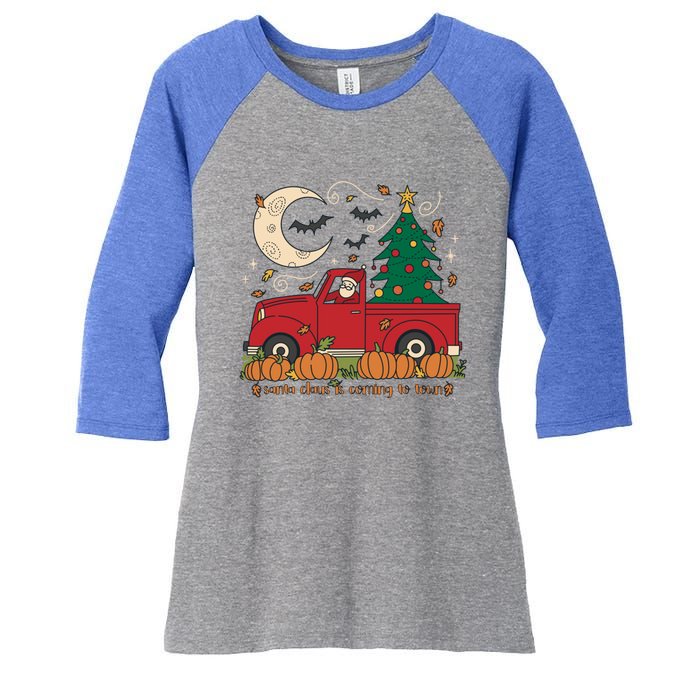 Santa Claus Is Coming To Town Christmas Meaningful Gift Women's Tri-Blend 3/4-Sleeve Raglan Shirt