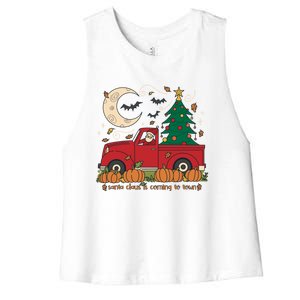 Santa Claus Is Coming To Town Christmas Meaningful Gift Women's Racerback Cropped Tank