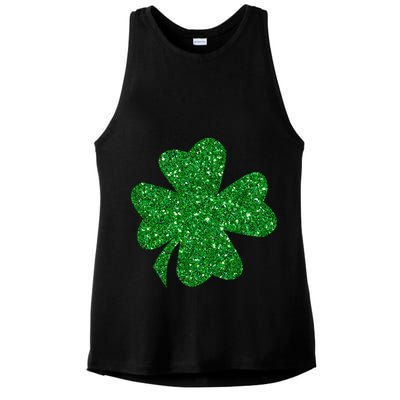 Sparkle Clover Irish For St Patricks & Pattys Day Ladies PosiCharge Tri-Blend Wicking Tank