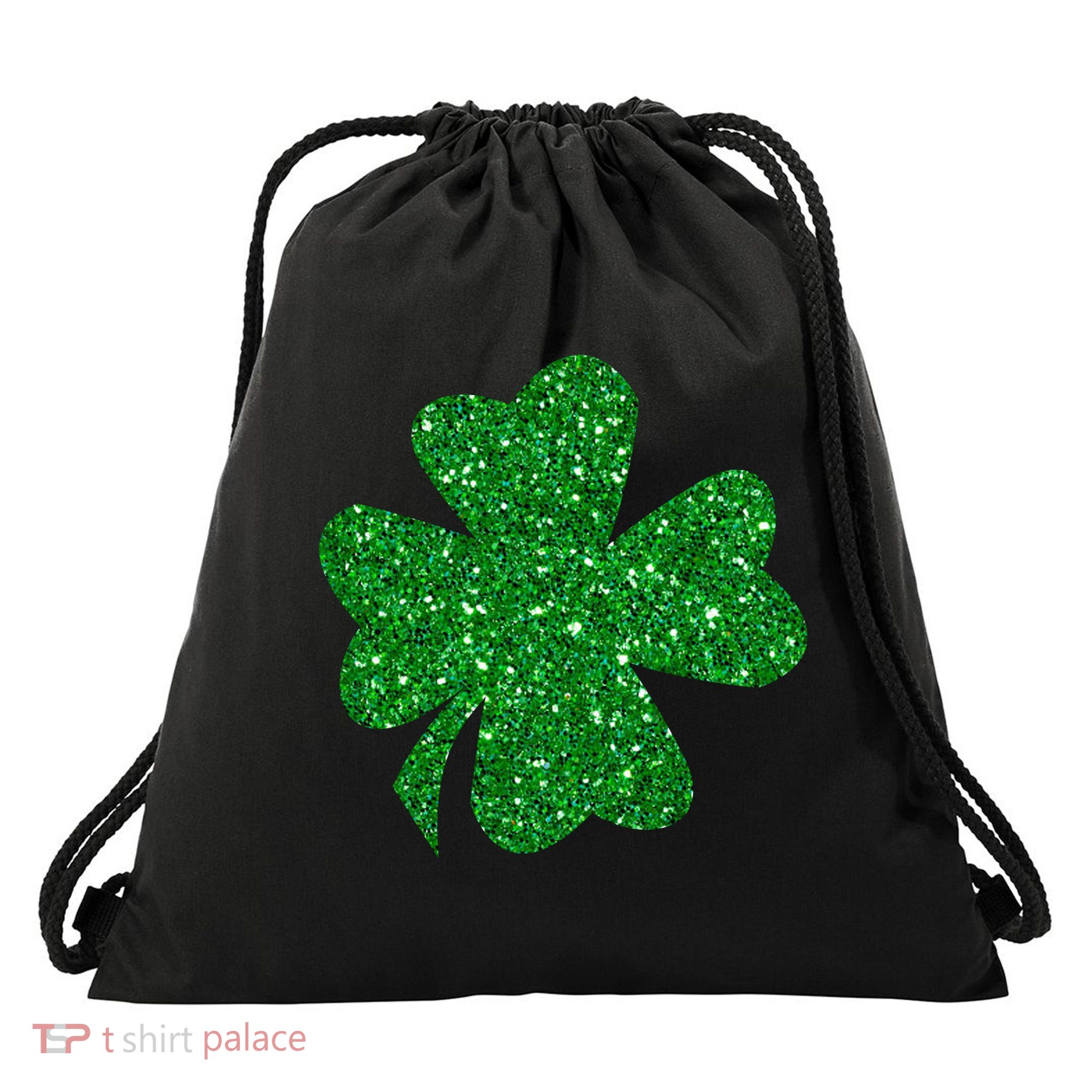 Sparkle Clover Irish For St Patricks & Pattys Day Drawstring Bag