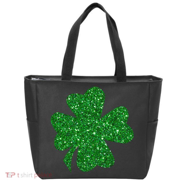 Sparkle Clover Irish For St Patricks & Pattys Day Zip Tote Bag