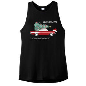 Santa Claus Is Coming To Town Christmas Tops And Funny Gift Ladies PosiCharge Tri-Blend Wicking Tank