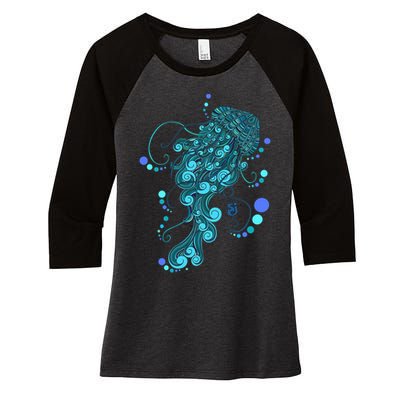 String Cheese Incident Jelly Fish Women's Tri-Blend 3/4-Sleeve Raglan Shirt
