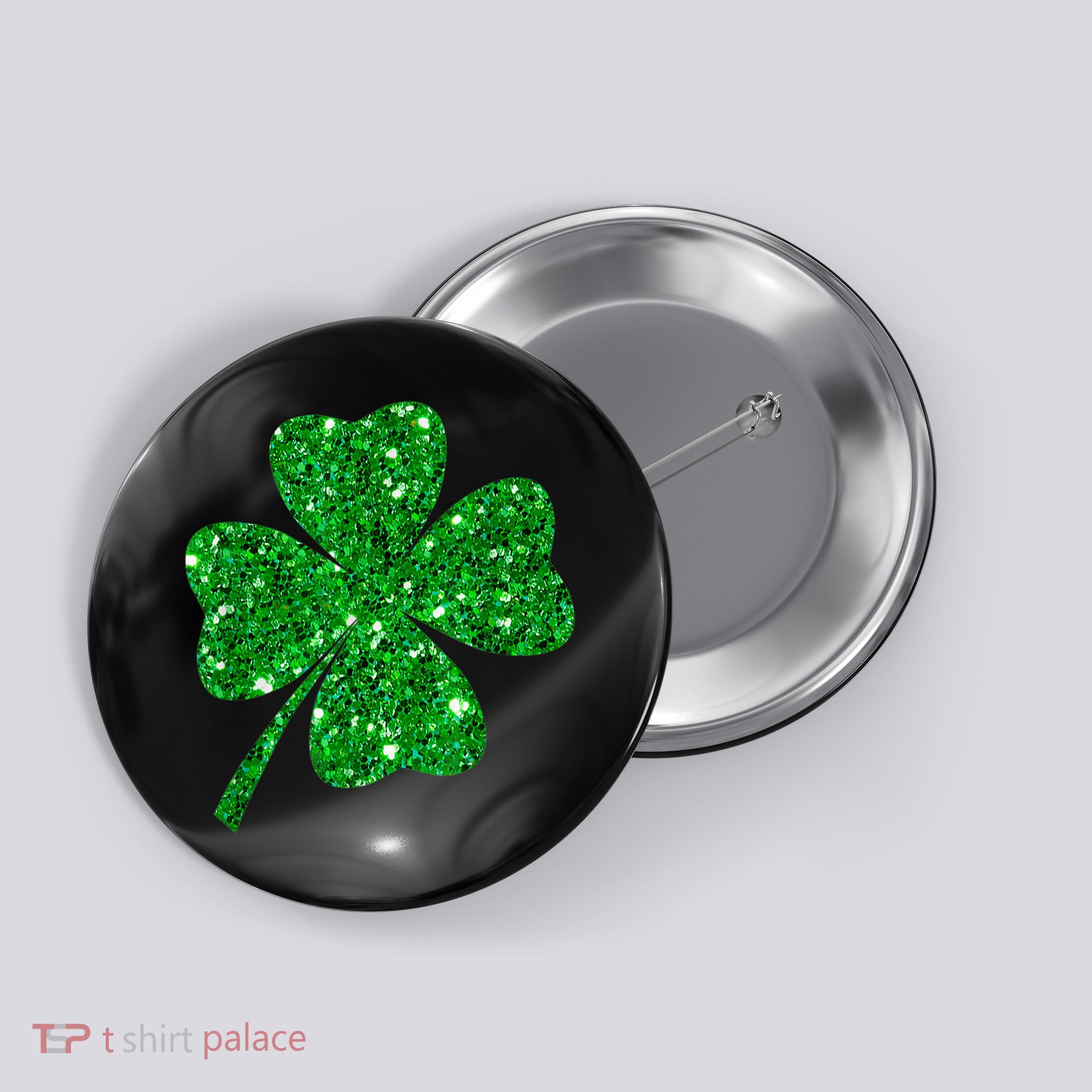 Sparkle Clover Irish Shirt For St Patricks &Amp; Pattys Day Button