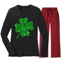 Sparkle Clover Irish Shirt For St Patricks &Amp; Pattys Day Women's Long Sleeve Flannel Pajama Set 