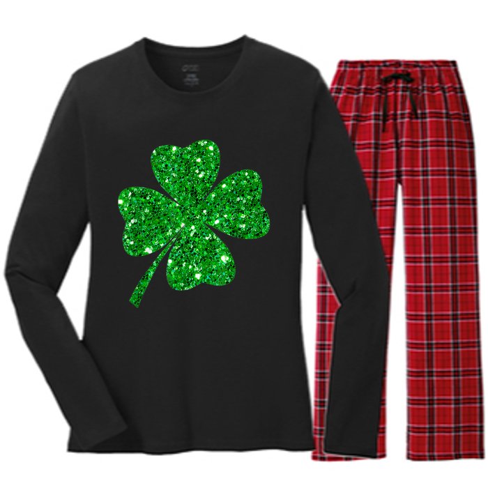 Sparkle Clover Irish Shirt For St Patricks &Amp; Pattys Day Women's Long Sleeve Flannel Pajama Set 