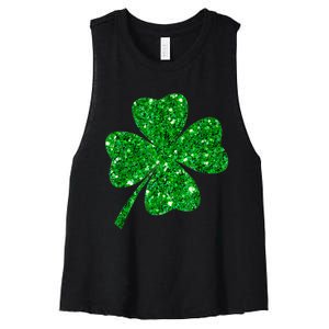 Sparkle Clover Irish Shirt For St Patricks &Amp; Pattys Day Women's Racerback Cropped Tank