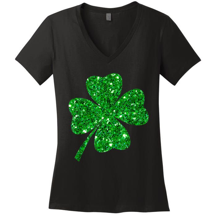 Sparkle Clover Irish Shirt For St Patricks &Amp; Pattys Day Women's V-Neck T-Shirt