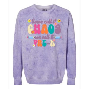 Some Call It Chaos We Call It Pre K Colorblast Crewneck Sweatshirt